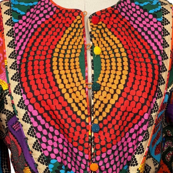 NWOT FARM Rio Multi-Color Dress, Beaded Buttons, Tie at Waist with Beading (XS) - Picture 4 of 12